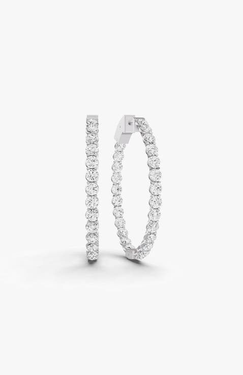 14K Gold 5 ct Earrings Oval Diamond Hoops