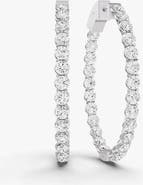 SEREIA OFFICIAL 14K Gold 8 ct Earrings Oval Diamond Hoops