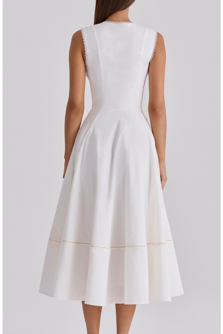 Solana Lace Detail Stretch Cotton Cocktail Dress, Alternate, color, WHITE