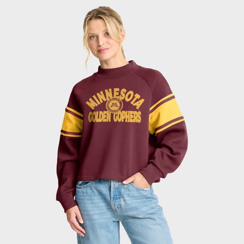 Women's Fanatics Maroon Minnesota Golden Gophers Oversized Hometown Premium Punt Coverage Raglan Pullover Sweatshirt