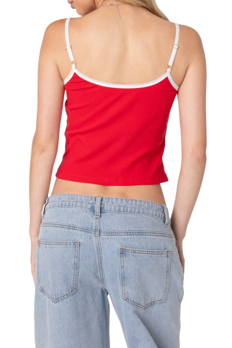 Franky Contrast Trim Rib Camisole, Alternate, color, RED