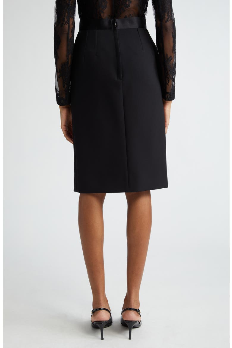 Bow Waist Wool Blend Pencil Skirt, Alternate, color, NERO