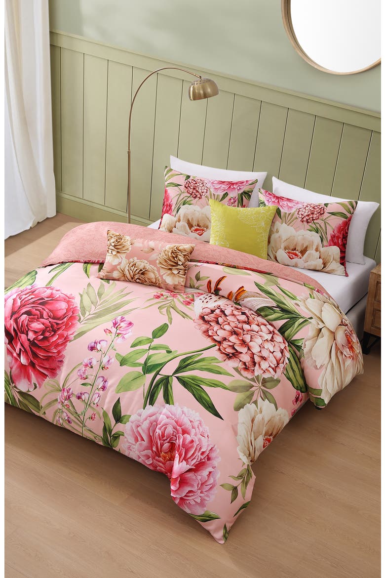 Spring Forever Reversible Cotton Sateen Comforter Set, Main, color, PINK