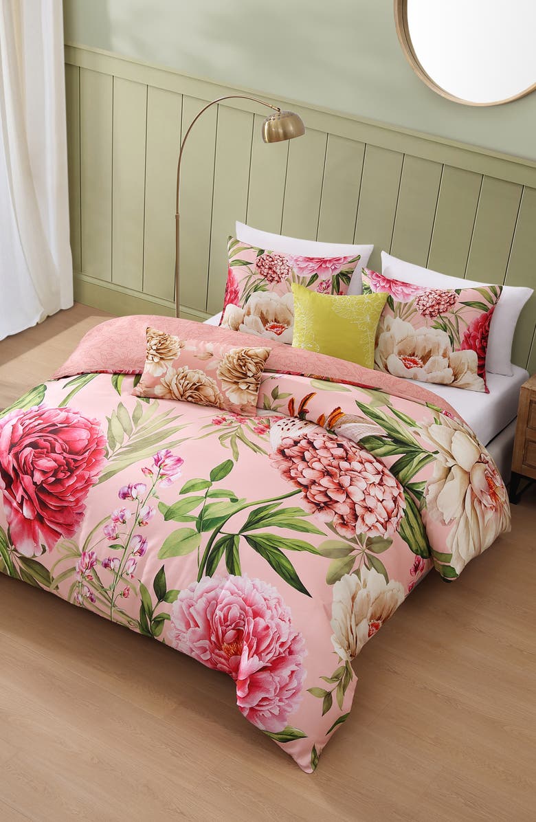 Bebejan Spring Forever Reversible Cotton Sateen Comforter Set, Main, color, Pink