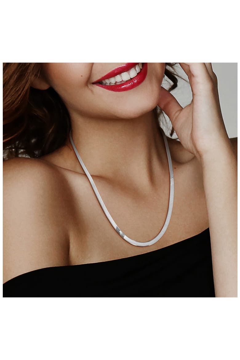 Herringbone Chain Necklace, Alternate, color, SILVER