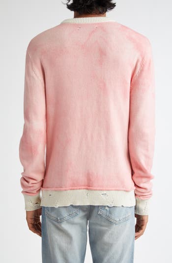 Logo Appliqué Distressed Cashmere Crewneck Sweater