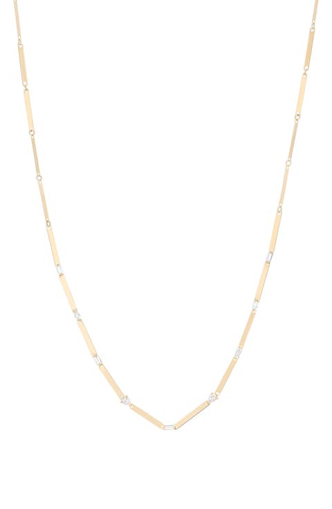 14K Gold Fancies Diamond Station Necklace