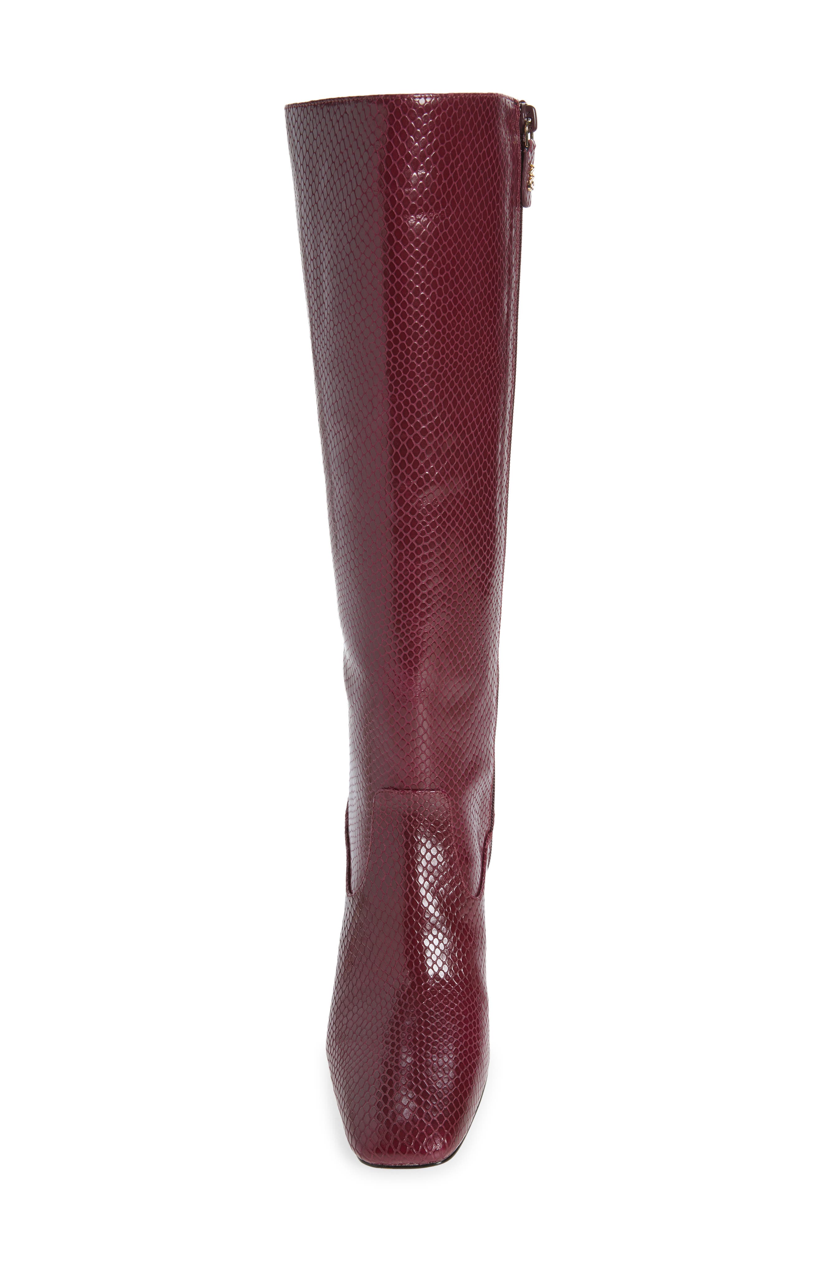 Simona Leather Knee High Boot, Alternate, color, CABERNET SNAKE