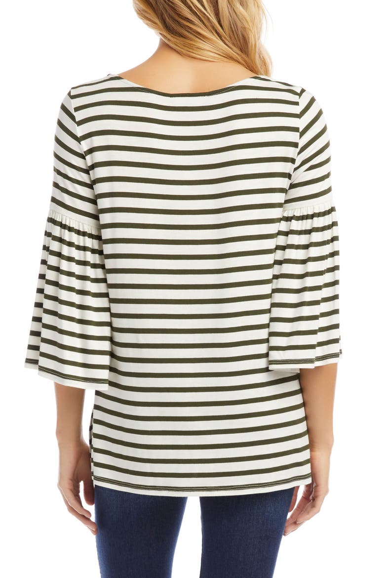 Stripe Bell Sleeve Top, Alternate, color, OLIVE