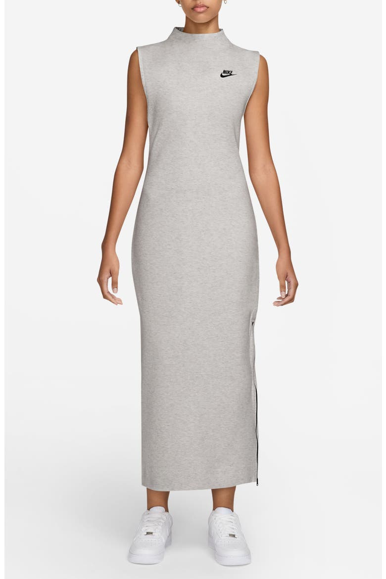 Tech Fleece Sleeveless Maxi Dress, Main, color, LIGHT GREY/ HTR/ BLACK