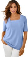 Jessica London Stretch Cotton Square Neck Tee
