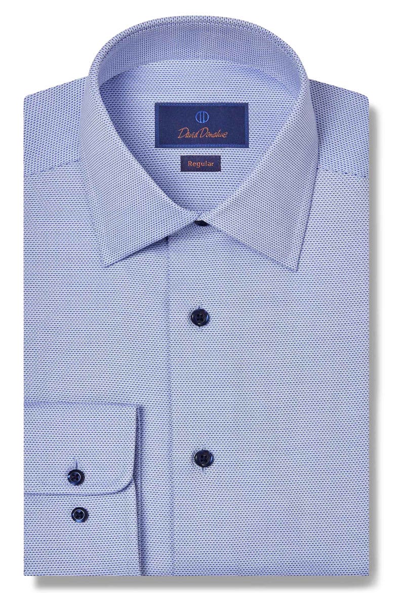 Regular Fit Micro Geometric Dobby Dress Shirt, Main, color, BLUE