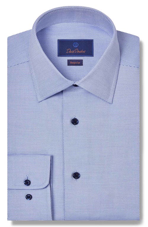 David Donahue Regular Fit Micro Geometric Dobby Dress Shirt in Blue 