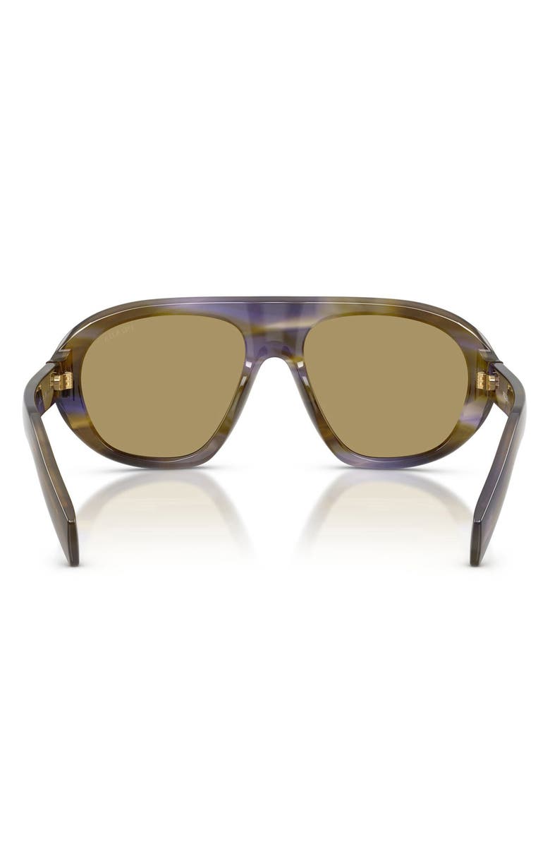 Prada 57mm Irregular Sunglasses, Alternate, color, Striped Laguna / Green Olive