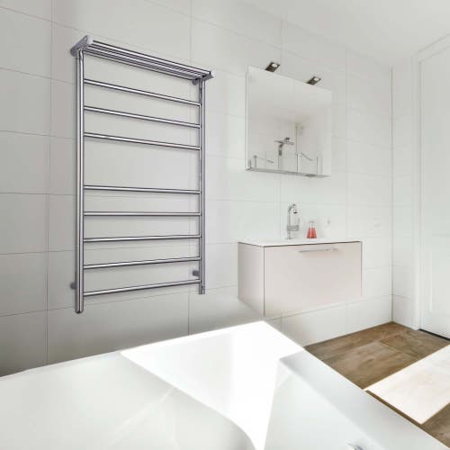 Pursonic Wall Mount Electric Towel Warmer With 8 Heated Bars Plus 3 Non-heated Bars In Silver