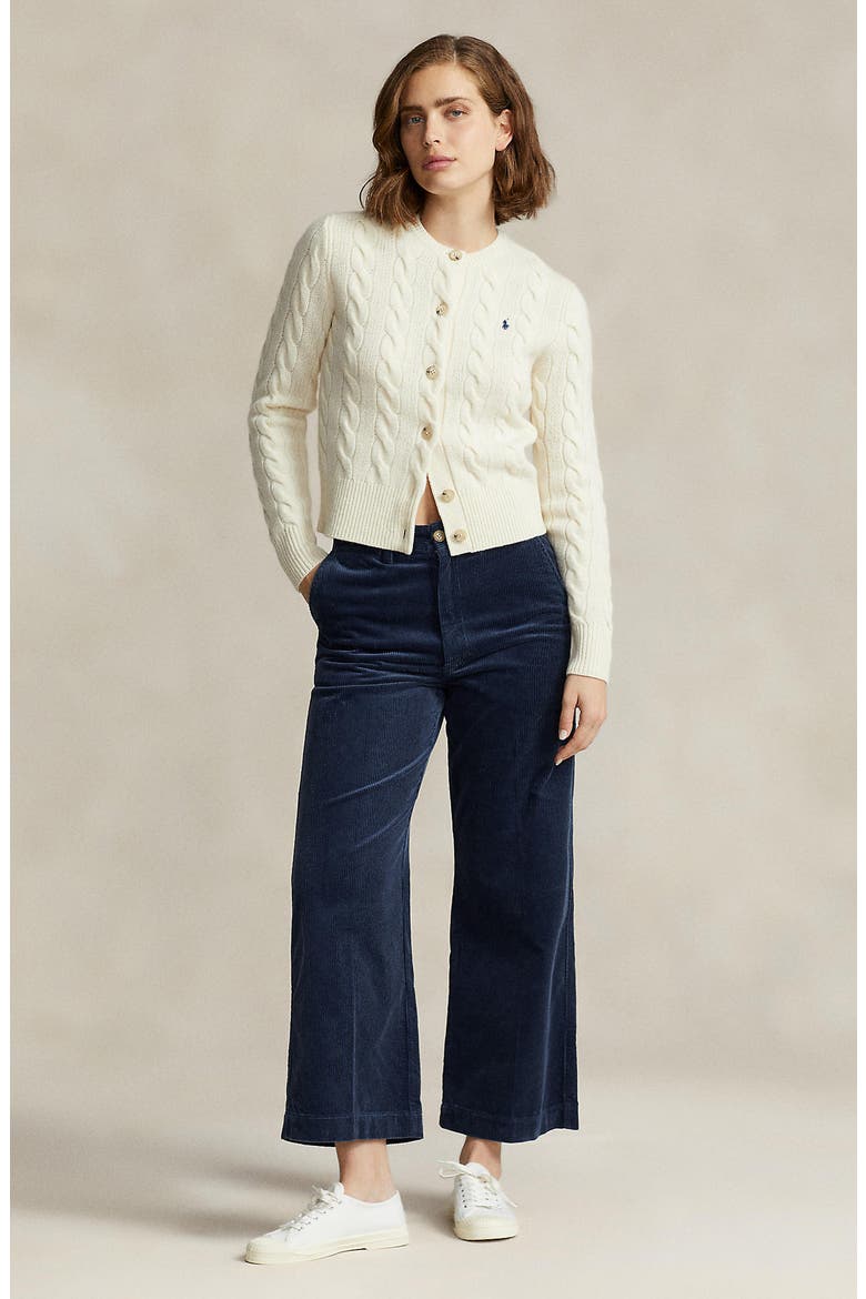 Cable Wool & Cashmere Cardigan, Alternate, color, AUTHENTIC CREAM
