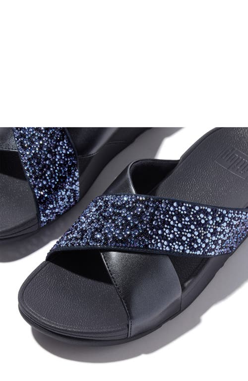 Fitflop Lulu Crystal Embellished Slide Sandal In Midnight Navy