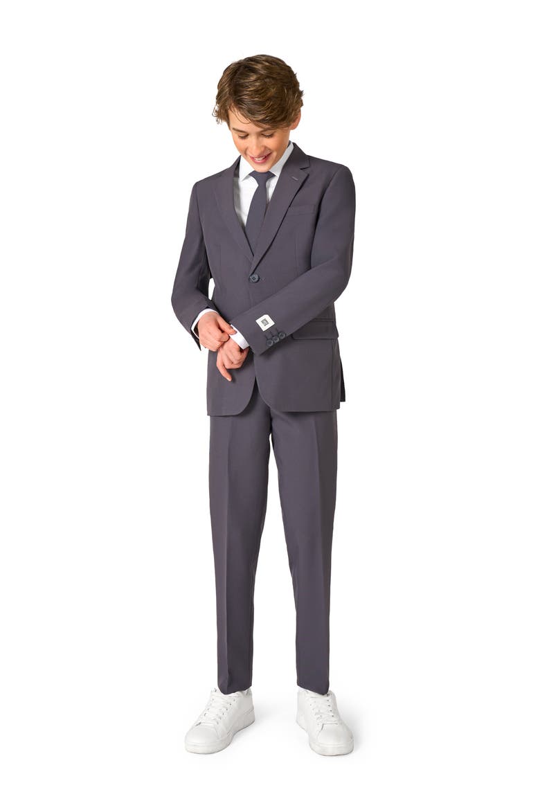 Kids' Charcool Two-Piece Suit & Tie Set, Main, color, GREY