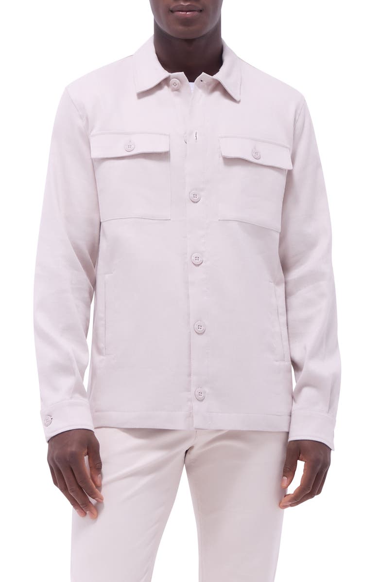 Bugatchi Linen & Cotton Stretch Shirt Jacket, Main, color, 