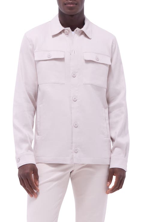 Linen & Cotton Stretch Shirt Jacket