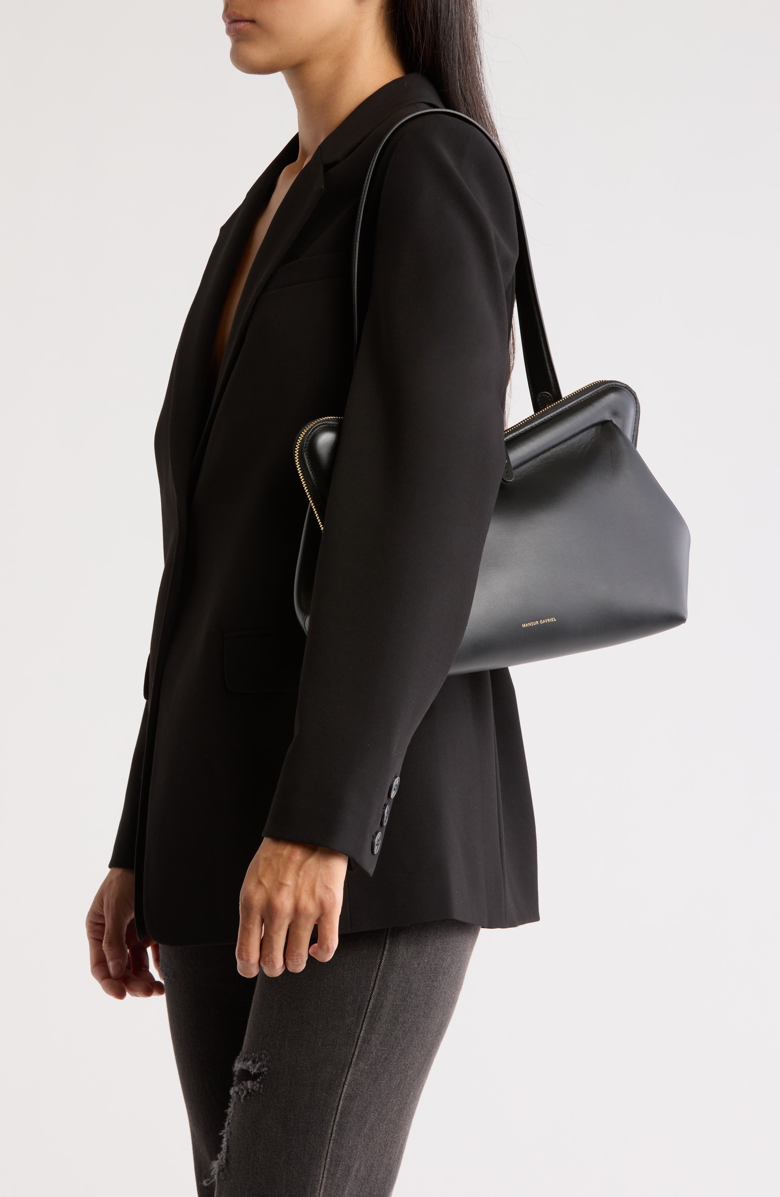 Mansur Gavriel M Frame Leather Shoulder Bag, Alternate, color, 