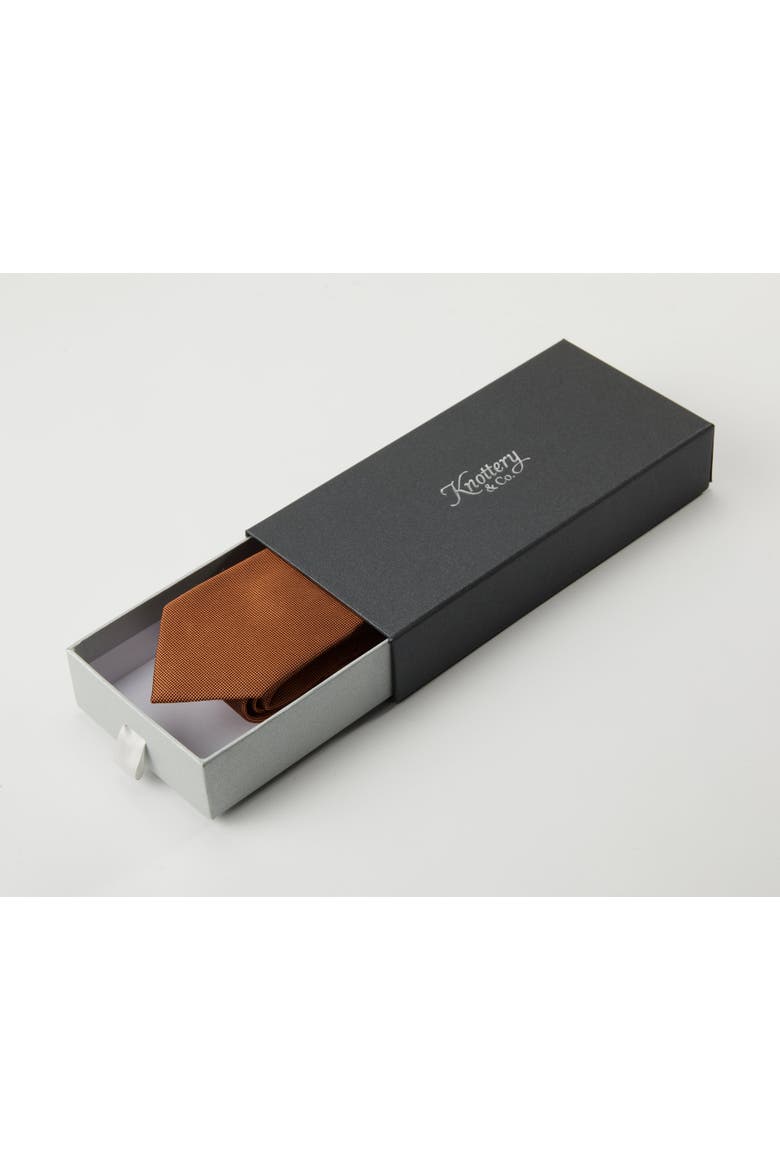 Twill Silk Tie, Alternate, color, Cinnamon Brown