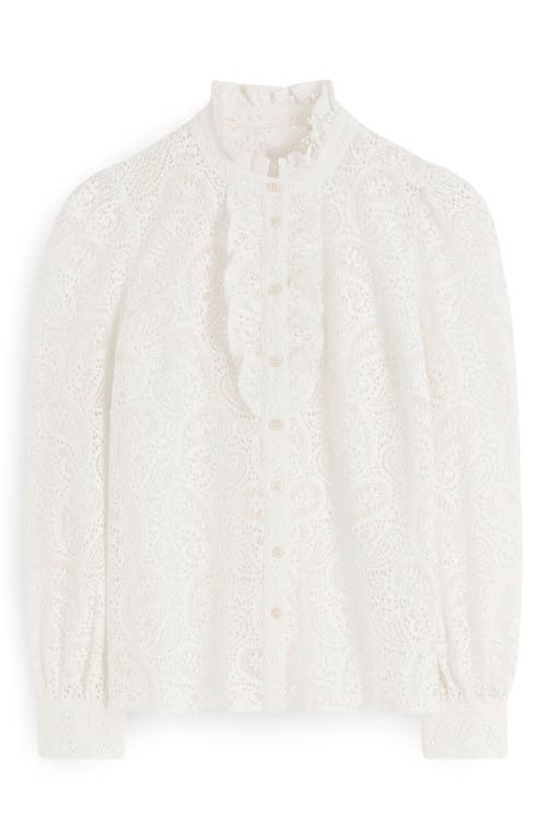 Boden Sasha Sheer Lace Button-up Shirt In White
