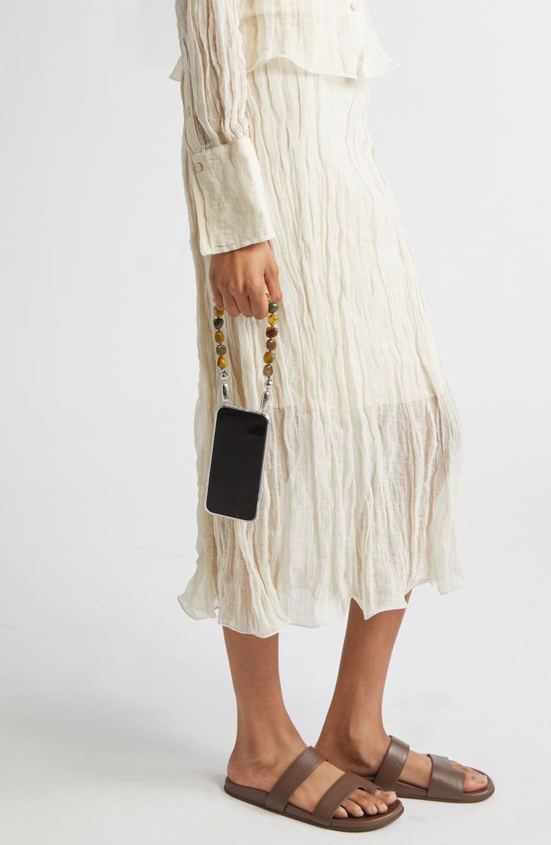 ossa Large Cut Agate Wristlet Strap for iPhone Case, Alternate, color, Olive Agate