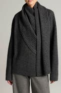 Vince Houndstooth Draped Scarf Sweater
