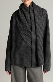 Vince Houndstooth Draped Scarf Sweater