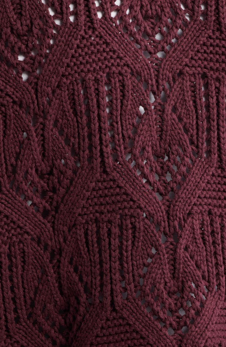 HONOR THE GIFT Open Stitch Cotton Cardigan, Alternate, color, Berry