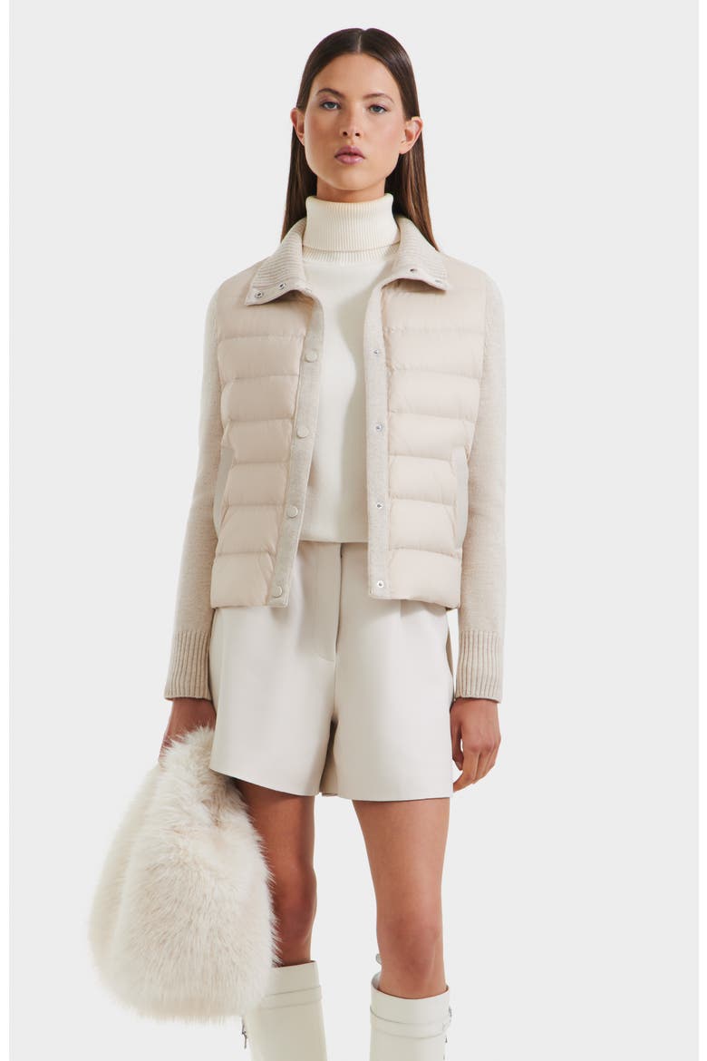 Ellie Hybrid Knit & Light Down Jacket, Main, color, Vanilla