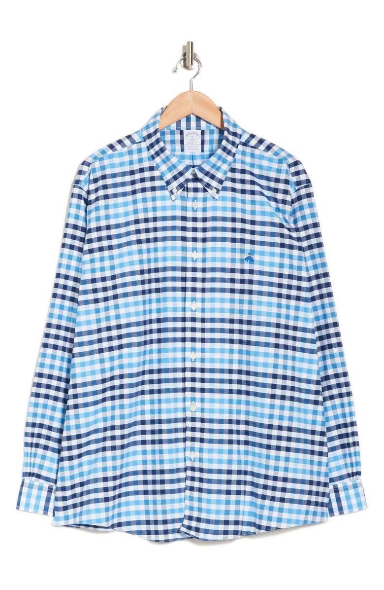 Brooks Brothers Regent Fit Plaid Oxford Dress Shirt, Main, color, 