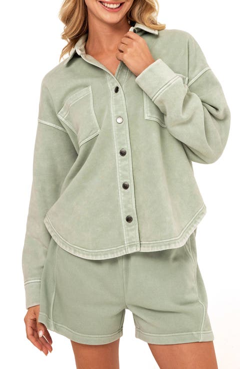 Blaire Mineral Wash Fleece Shirt Jacket