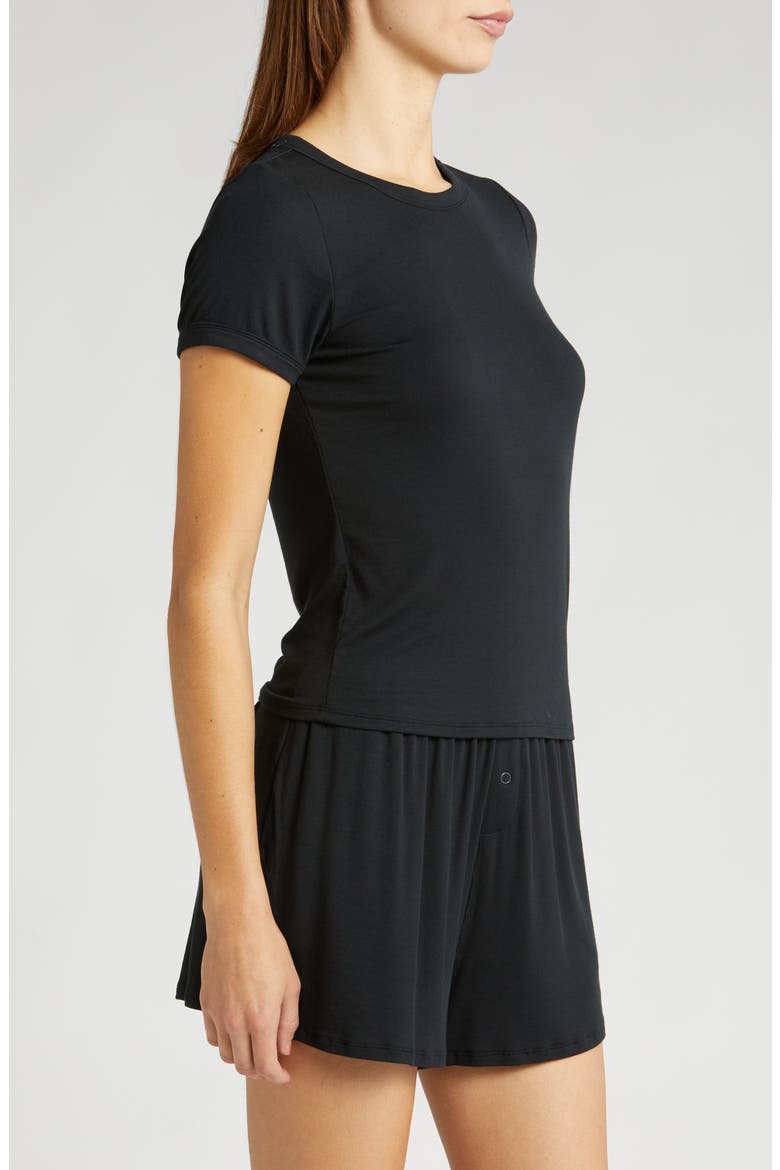 Ribbed Short Pajamas, Alternate, color, IMMERSED BLACK