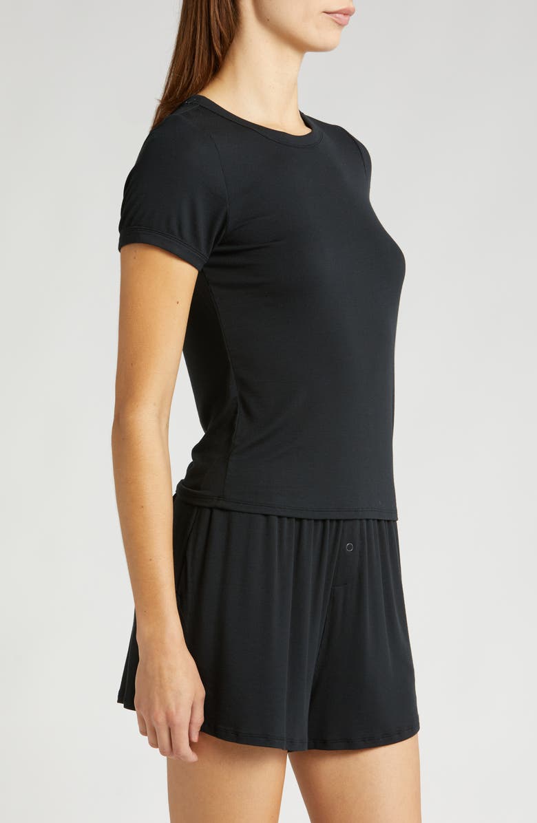 Lunya Ribbed Short Pajamas, Alternate, color, Immersed Black