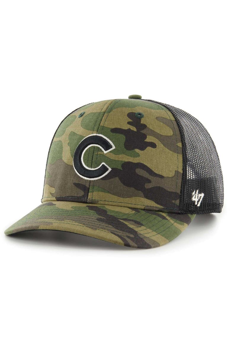 '47 Men's '47 Camo Chicago Cubs Trucker Snapback Hat, Main, color,