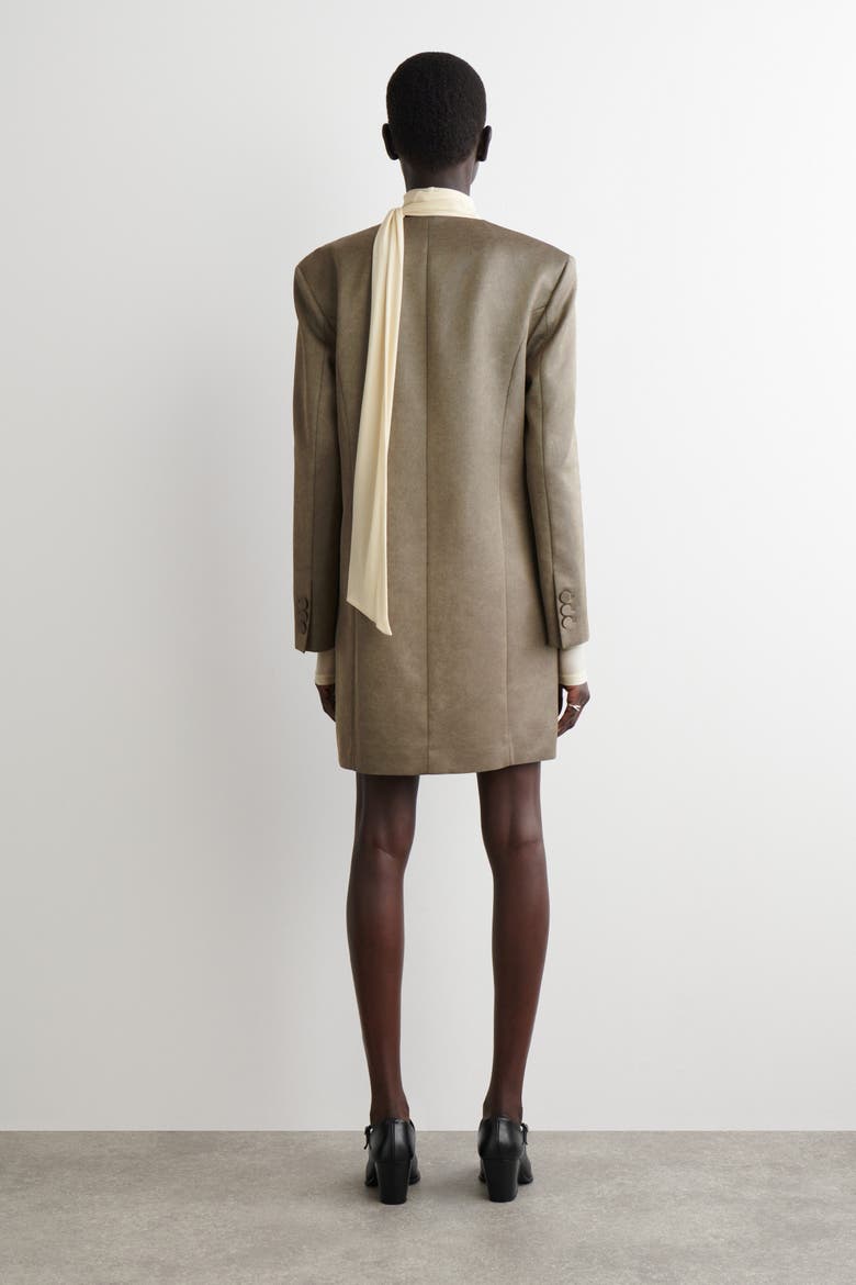 Metallized Wool-Blend Tuxedo Dress, Alternate, color, BRONZE