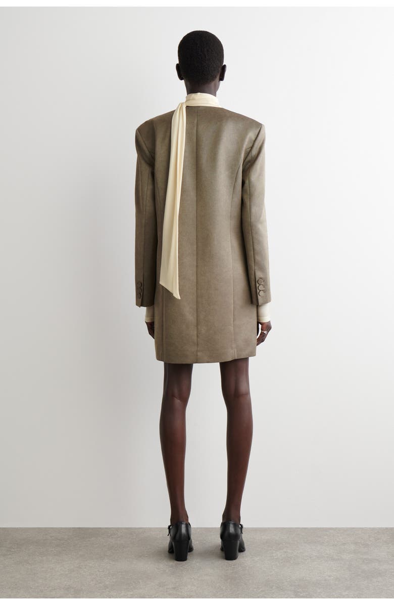 COS Metallized Wool-Blend Tuxedo Dress, Alternate, color, Bronze