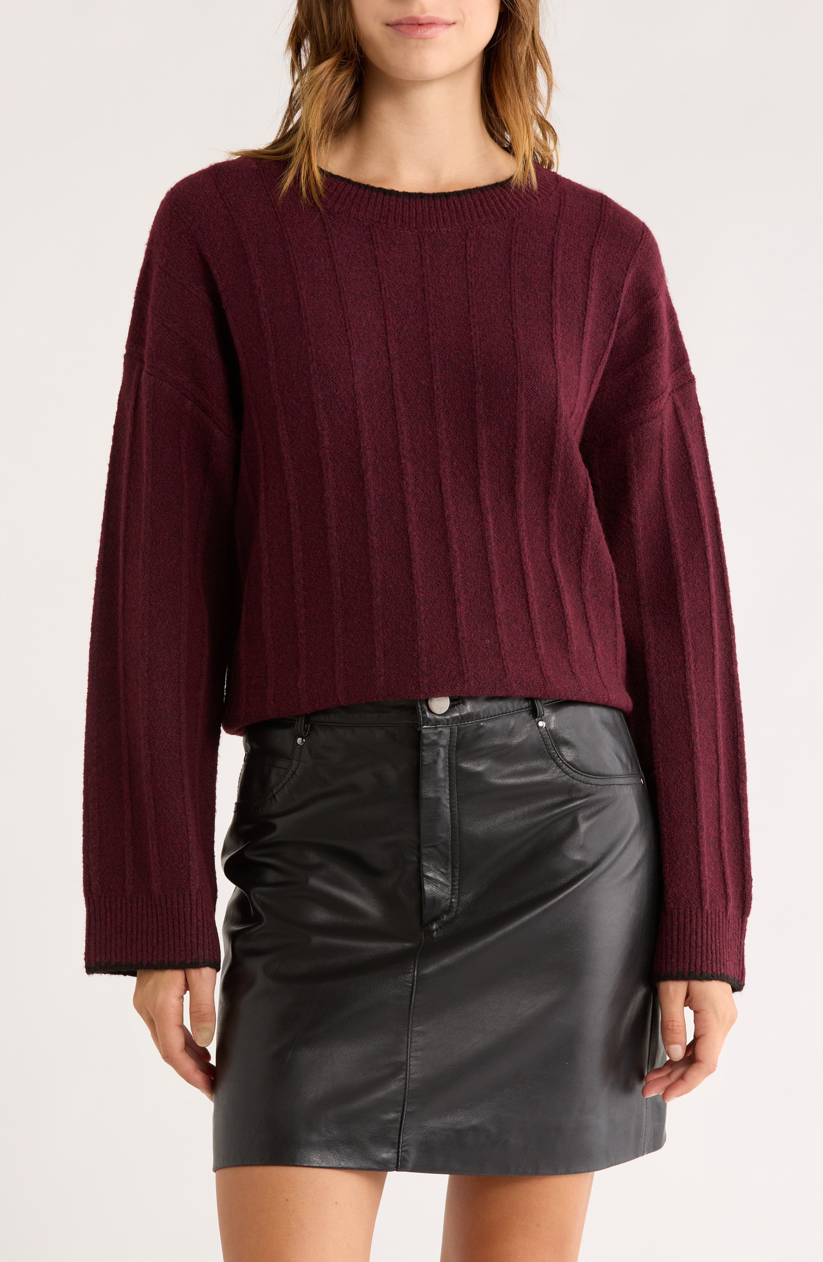 Elodie Contrast Stitch Pullover Sweater
