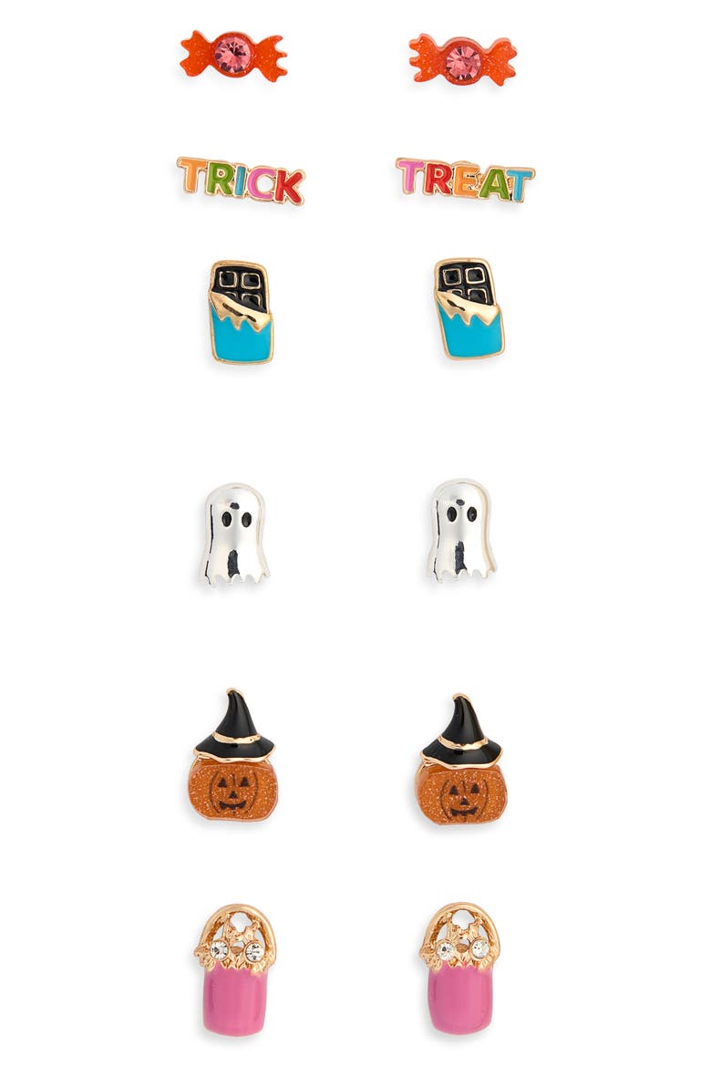 6-Pack Halloween Stud Earrings, Main, color, ORANGE MULTI- GOLD