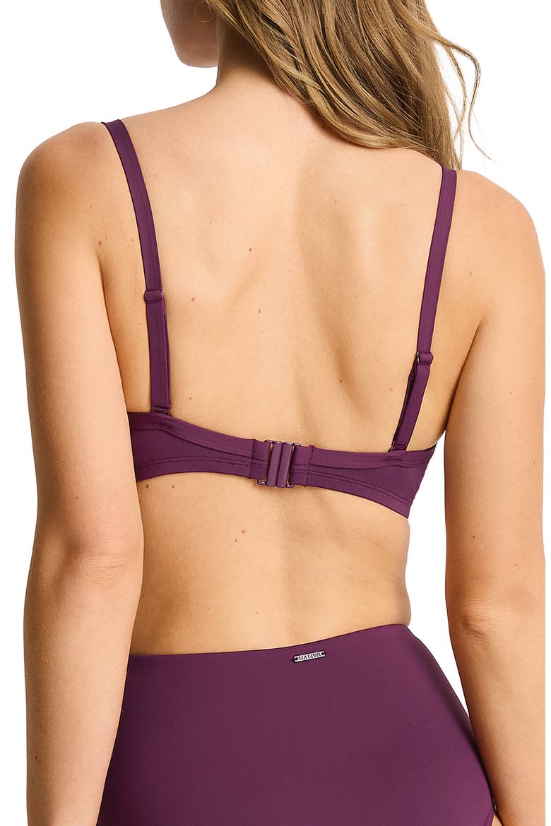 Cross Front D- & DD-Cup Molded Underwire Bikini Top, Alternate, color, CLARET