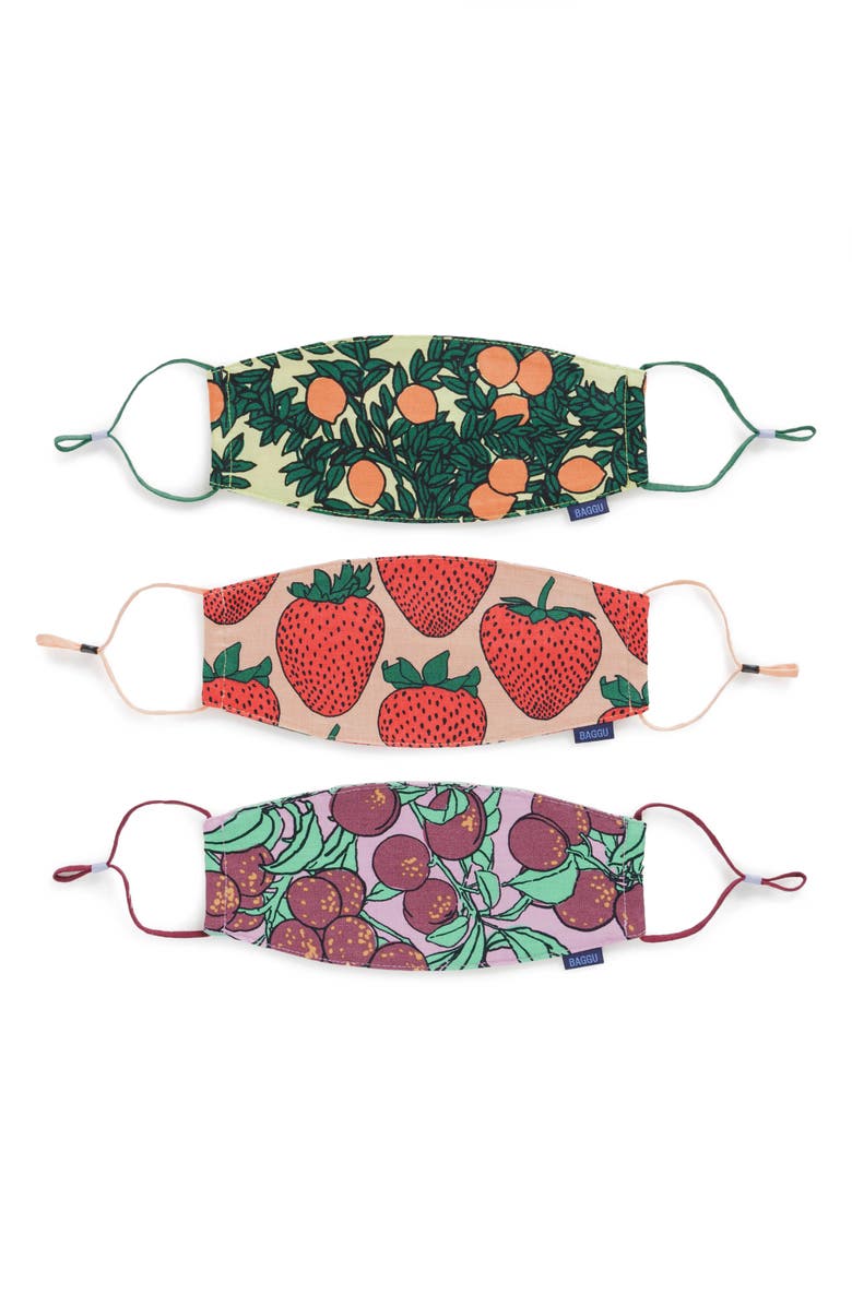 Baggu Assorted 3-Pack Organic Cotton Adult Face Masks, Main, color,