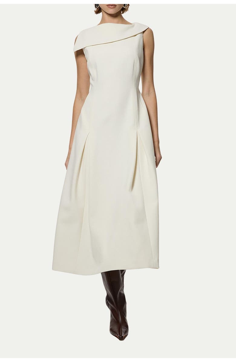 Karen Millen Asymmetric Neck Tailored Dress, Alternate, color, Ivory
