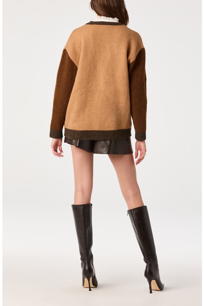 Rosalinda Intarsia Cardigan, Alternate, color, CAMEL BROWN