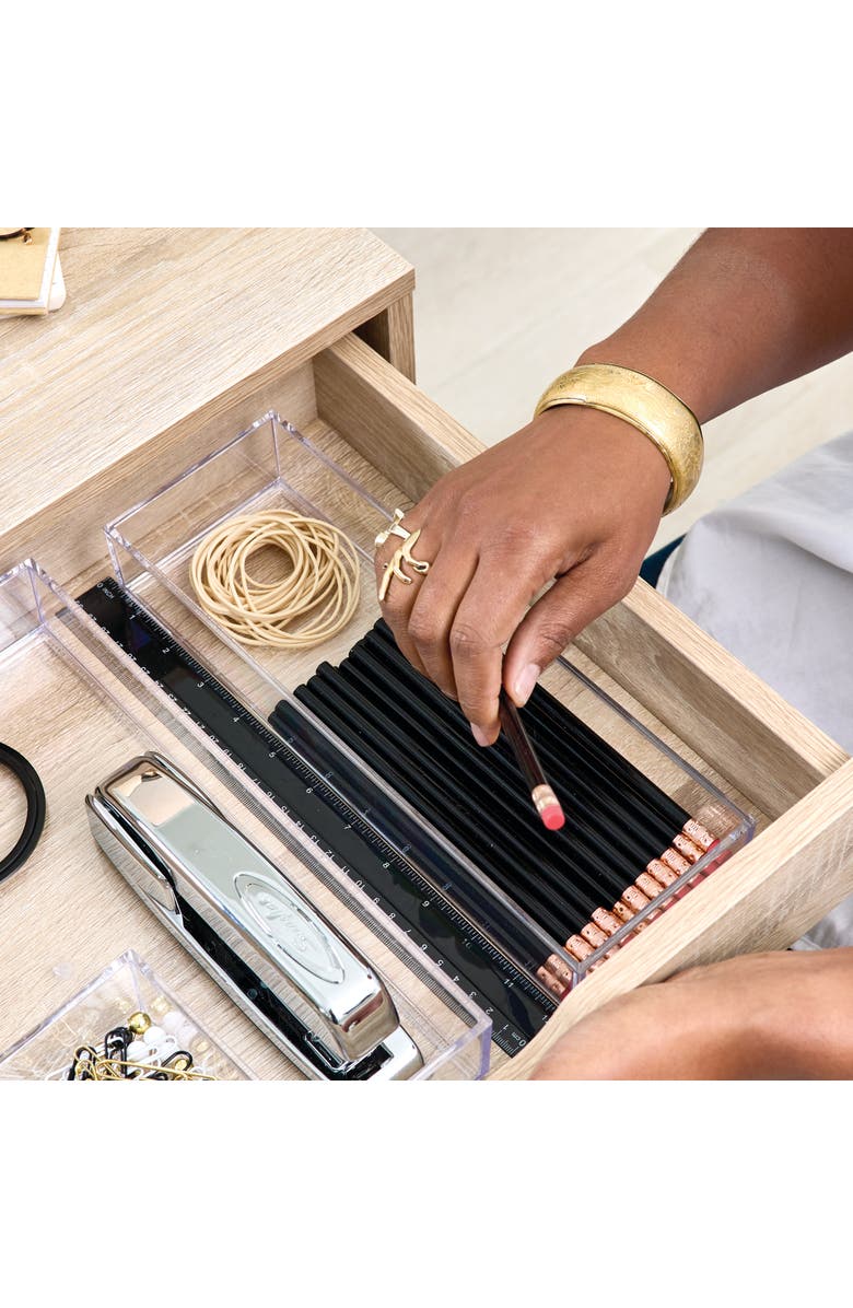 iDesign Plastic Makeup Drawer Organizer Tray - Set of 6 - Clear, Alternate, color, Clear