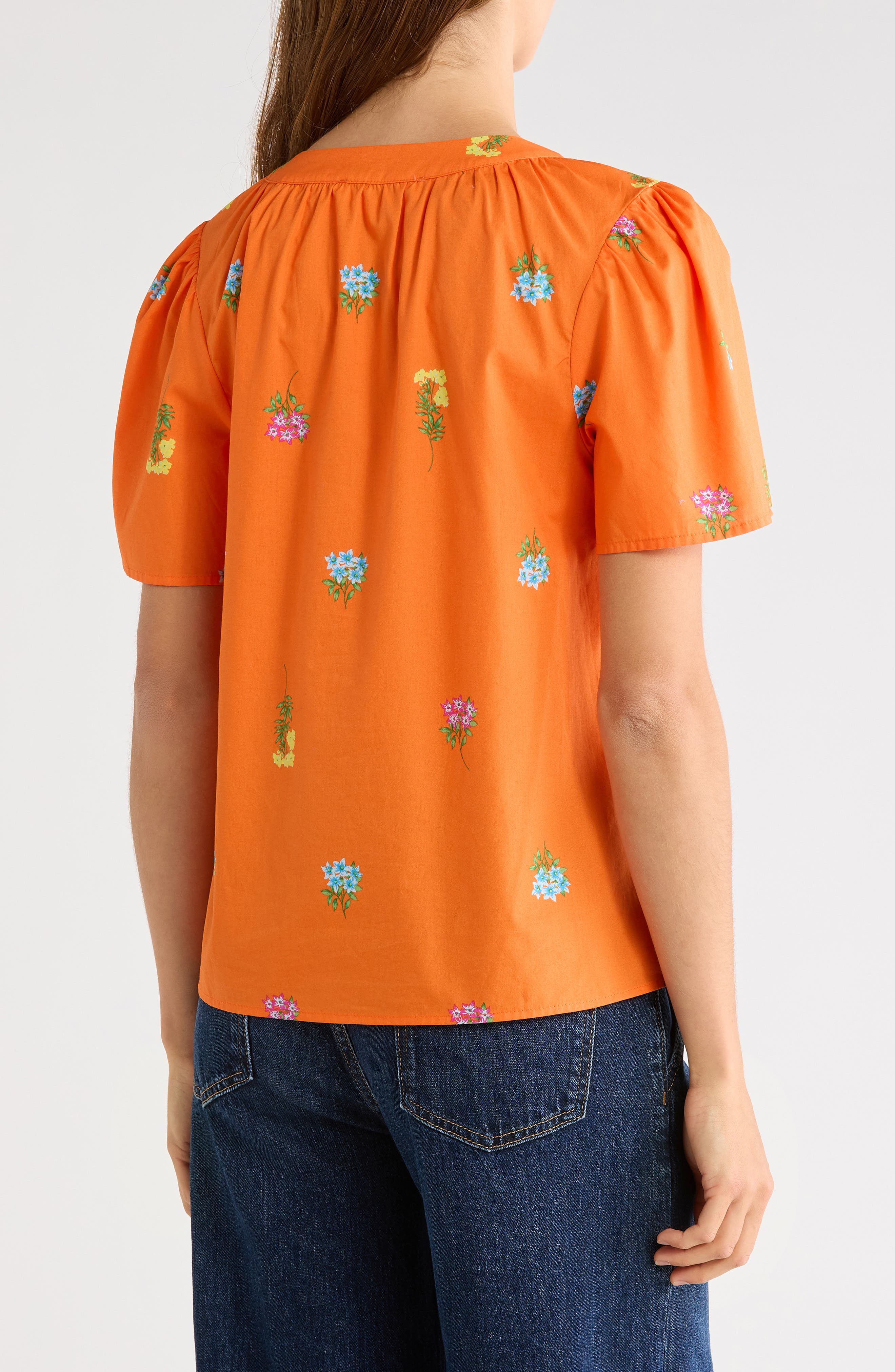 Mely Floral Puff Sleeve Cotton Top - image 2