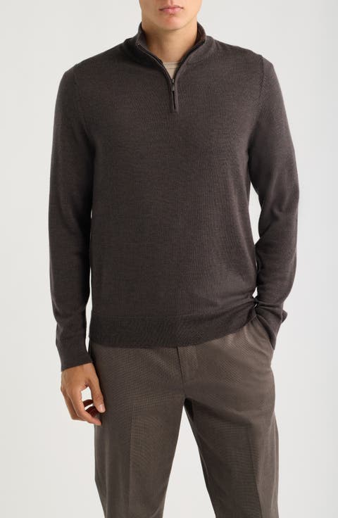 Washable Italian Merino Wool Quarter Zip Sweater
