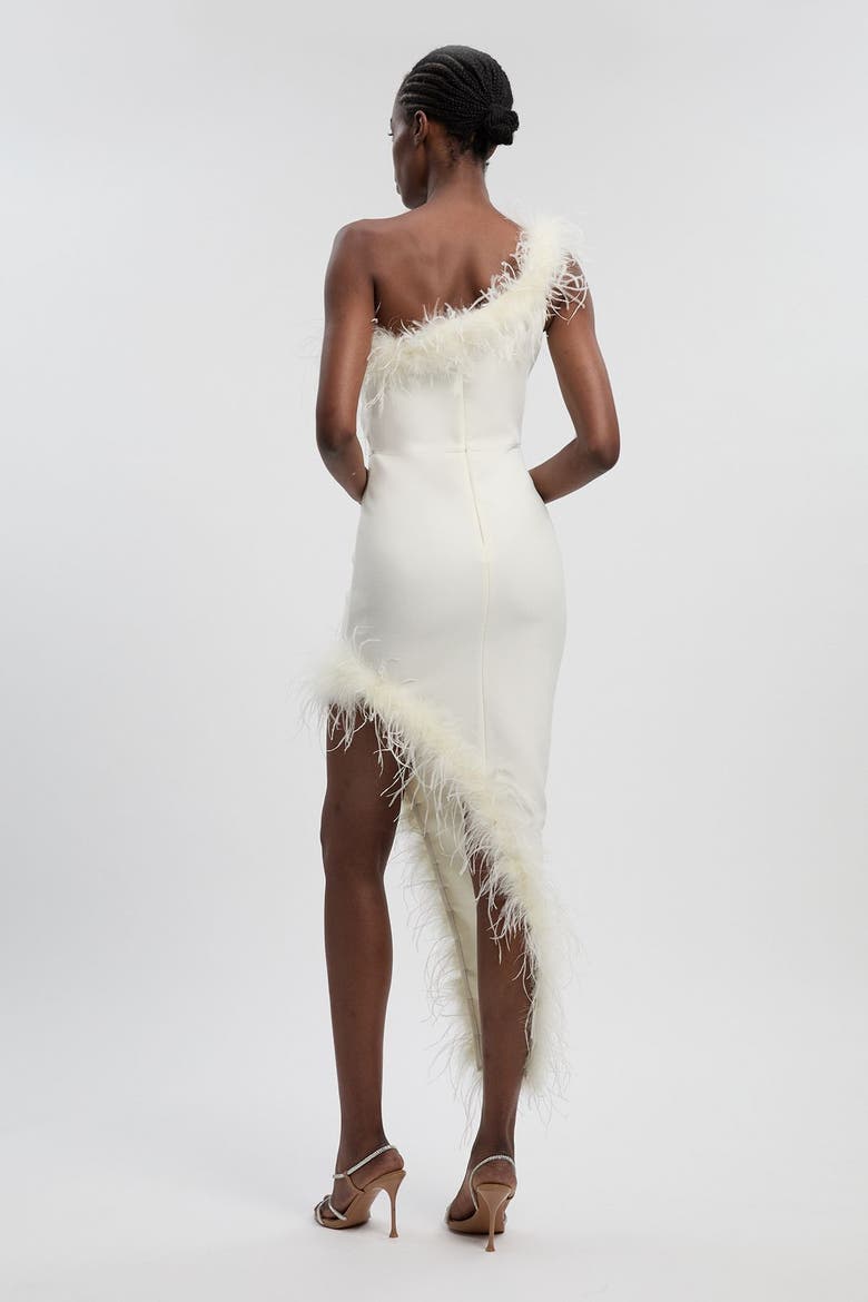 Feather Bandage Maxi Dress, Alternate, color, Ivory