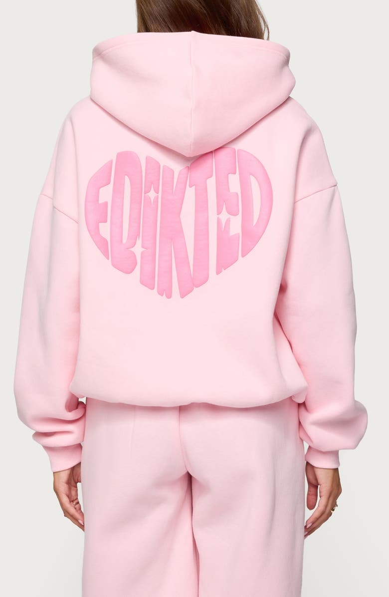 EDIKTED Major Love Logo Hoodie, Alternate, color, Light-Pink